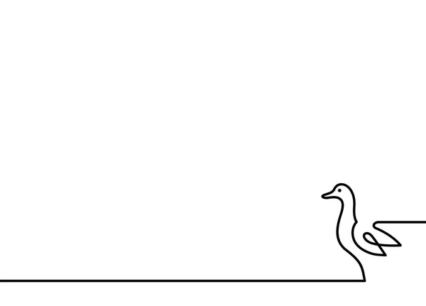 Souvislá vektorová čára-kachnička ilustrace na bílém pozadí — Stockový vektor