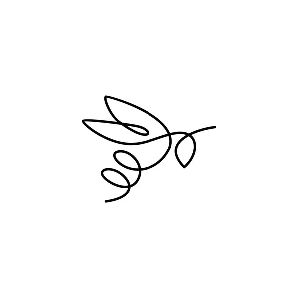 Línea continua abeja logo vector icono abejorro contorno monolina lineal ilustración — Archivo Imágenes Vectoriales