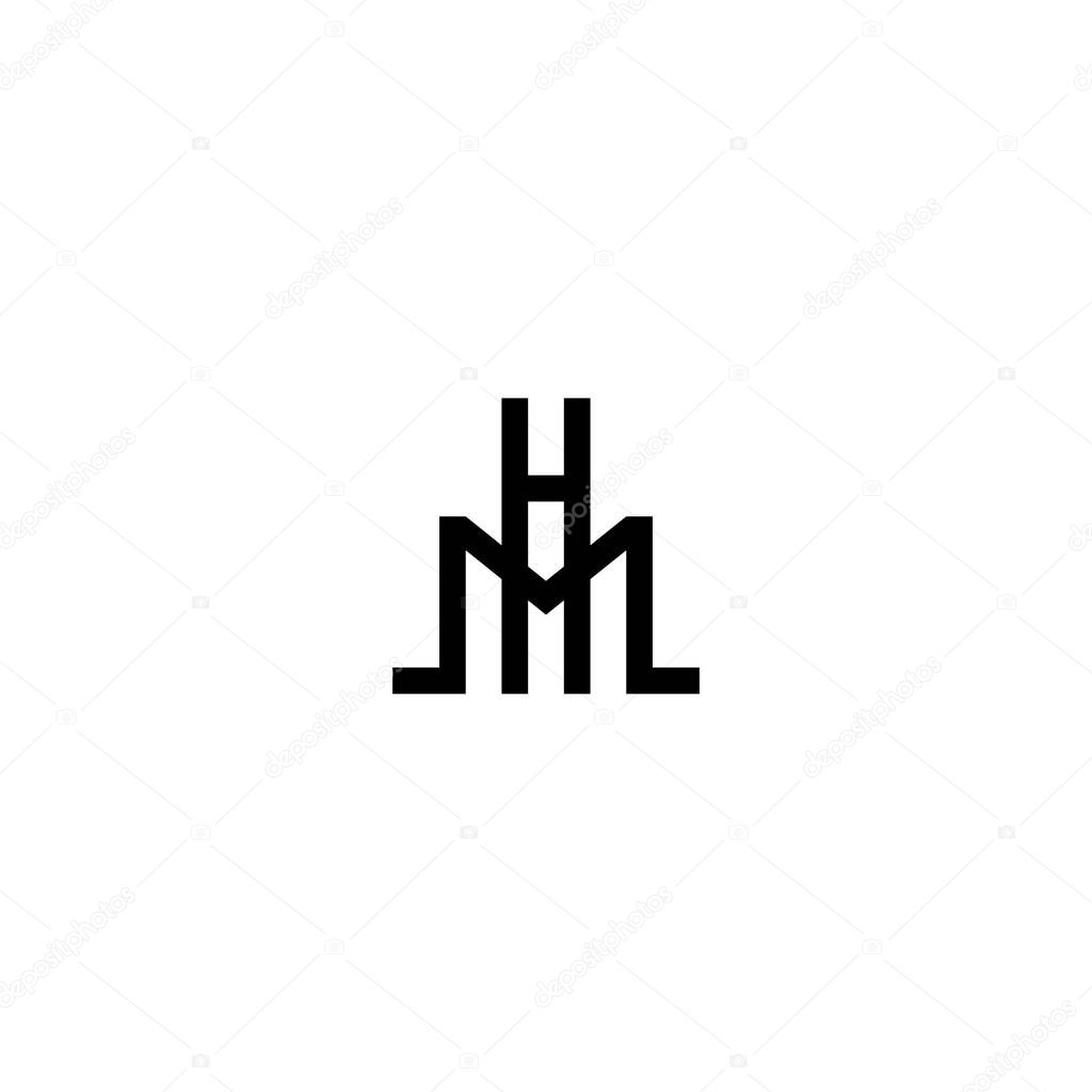 Hm letter mh initial logo building tower skyscraper line outline