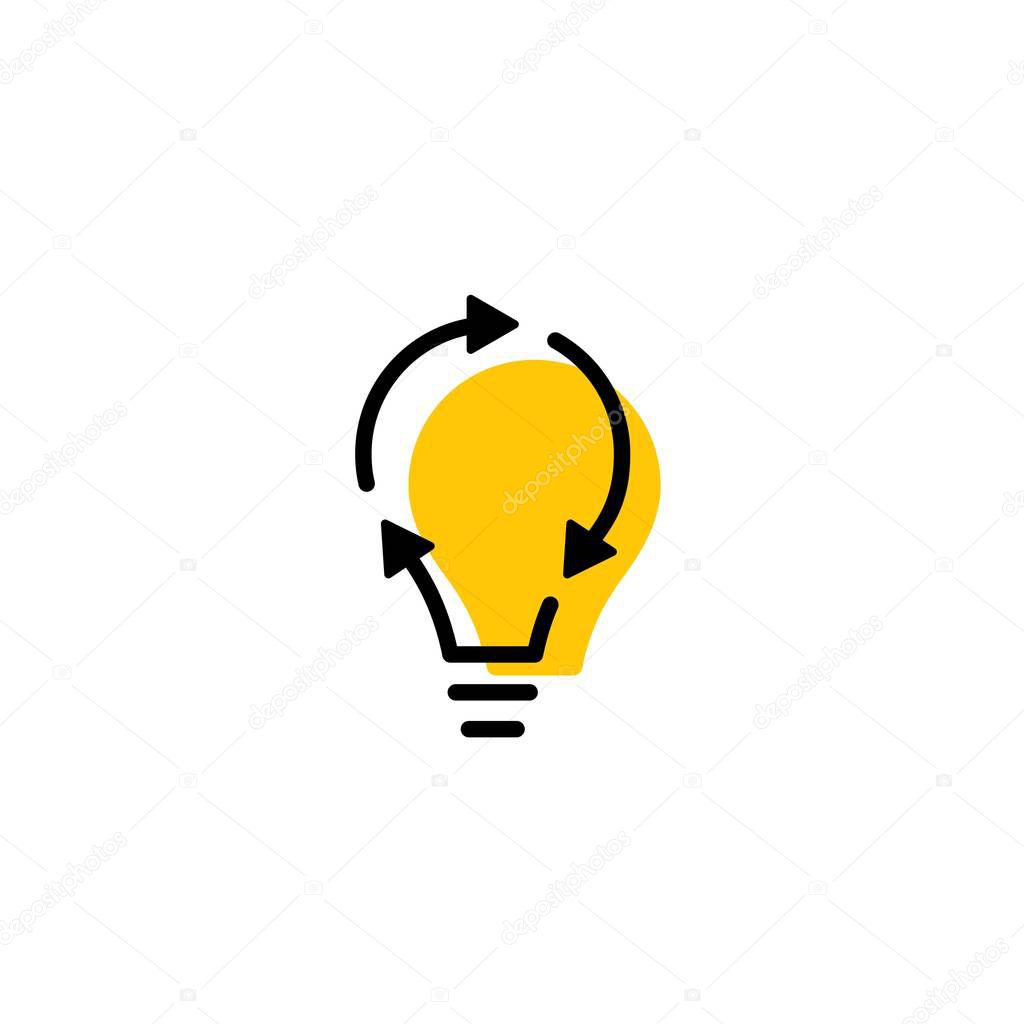 recycle bulb lamp energy logo icon line outline monoline color fill style