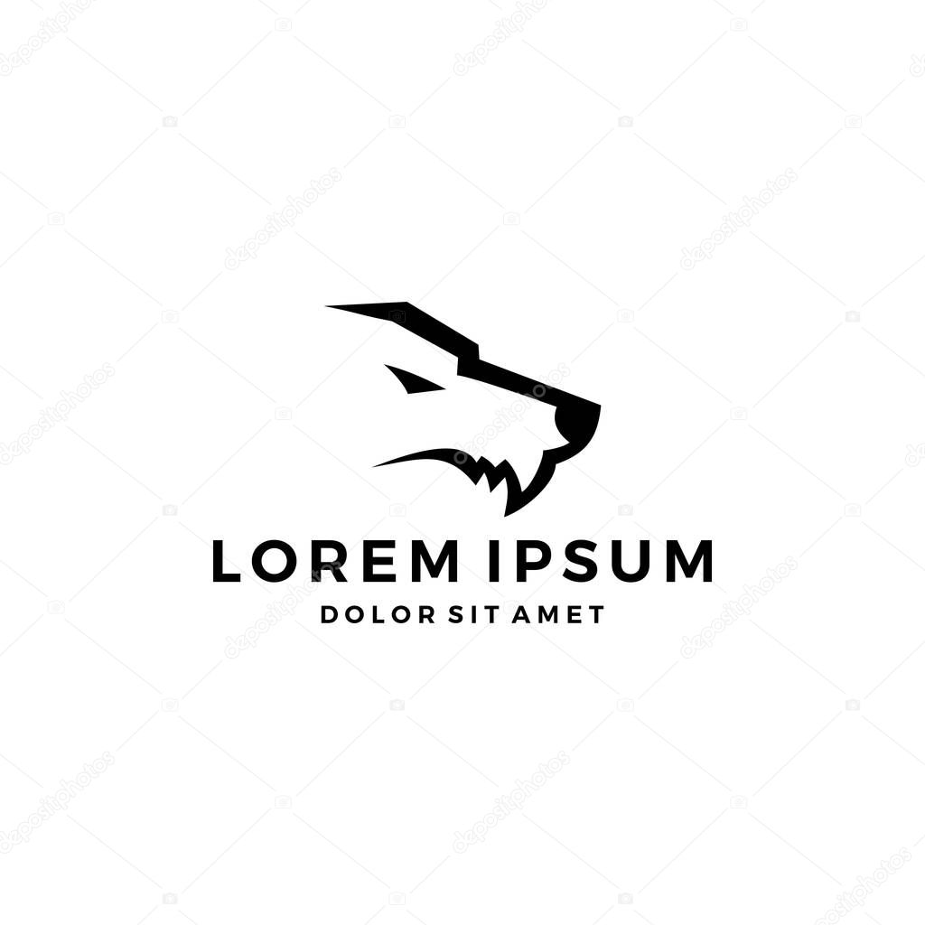 Wolf head fang logo icon simple minimal minimalist