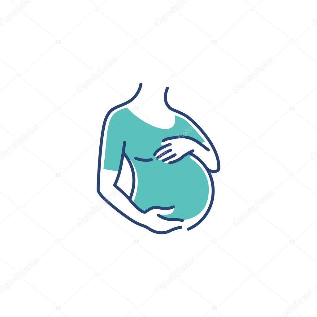 Pregnancy logo pregnant woman maternal vector illustration