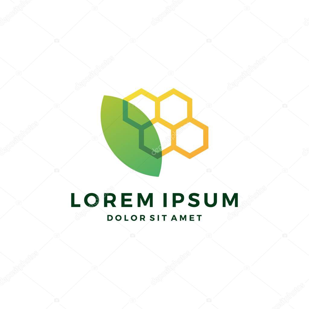 Leaf DNA honeycomb logo vector icon
