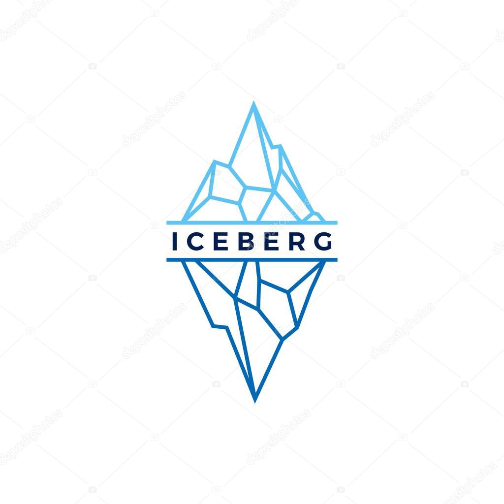 Iceberg logo geometric line outline monoline illustration