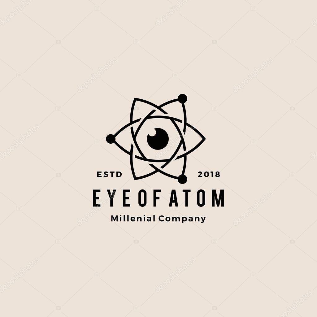 Eye atom hipster vintage logo vector icon illustration