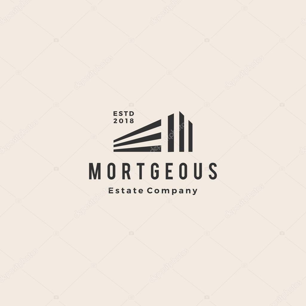 3d perspective house home mortgage architecture hipster vintage logo emblem vector icon