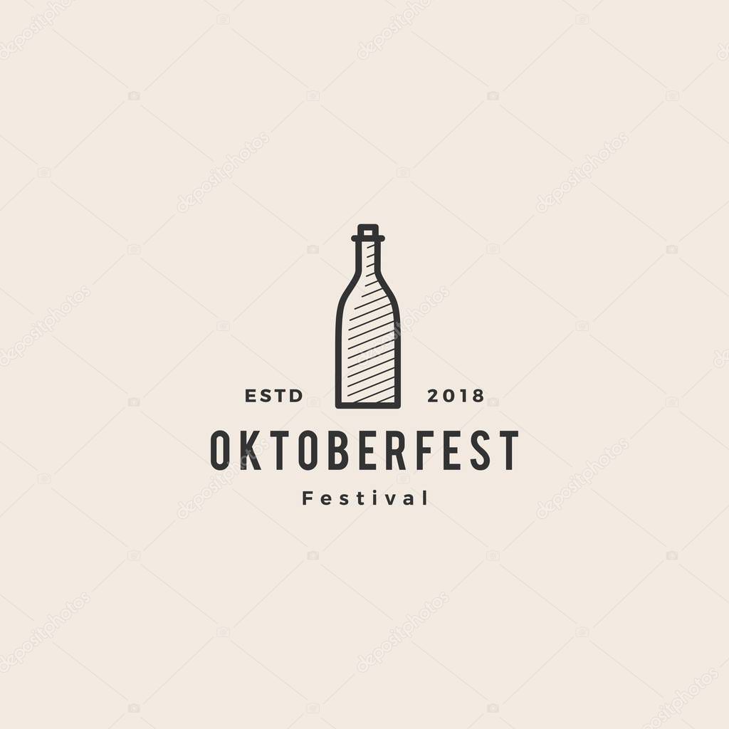 Beer bottle oktoberfest festival logo hipster vintage badge vector