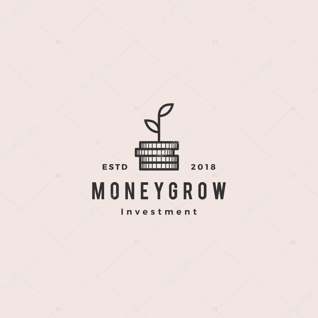 Coin leaf hipster logo