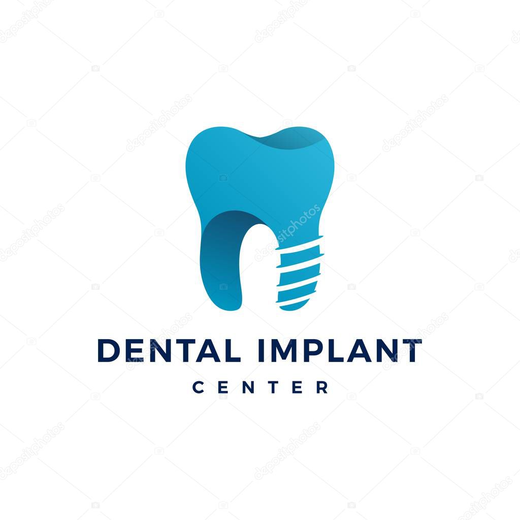Dental implant logo teeth tooth vector icon
