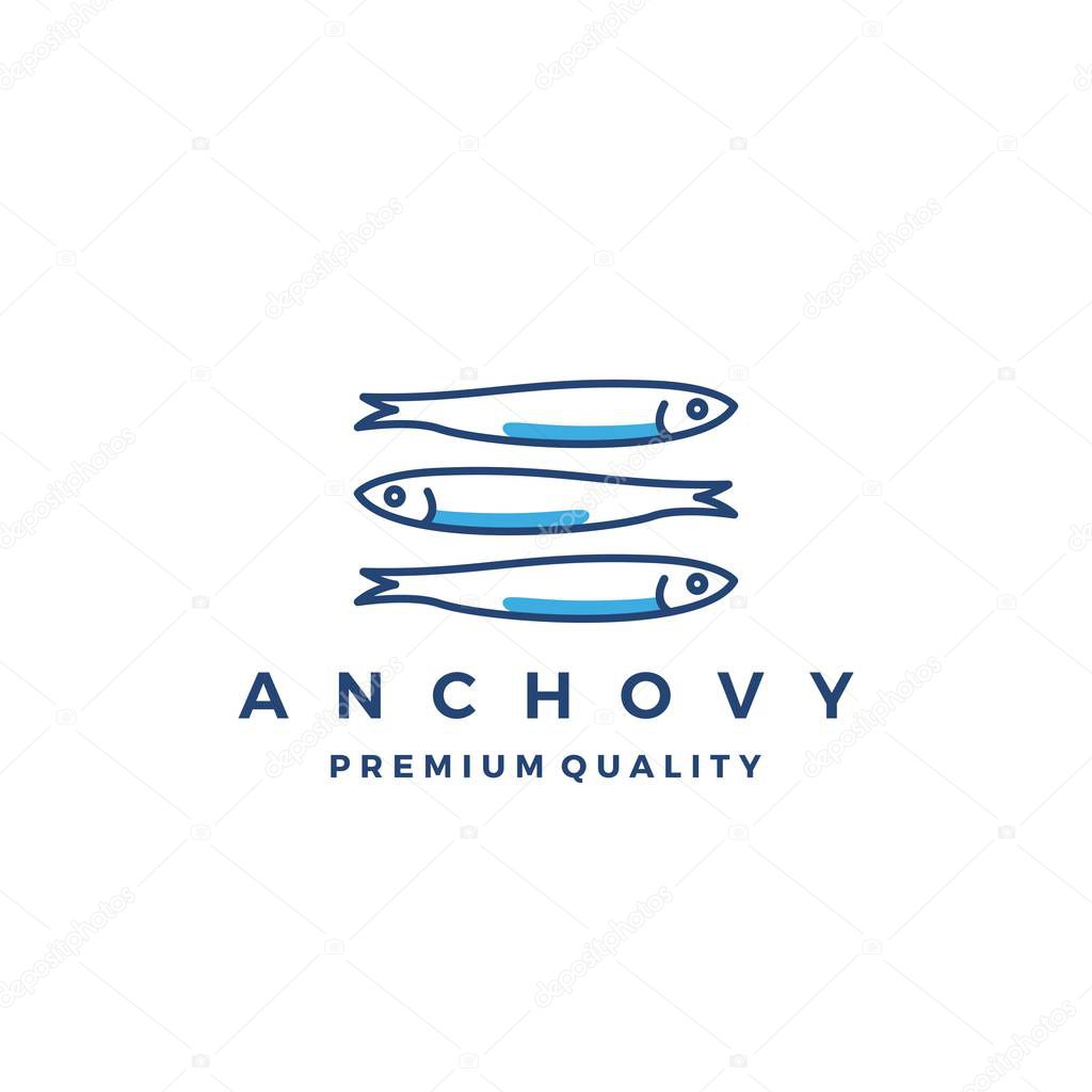 Anchovy fish logo vector icon seafood illustration