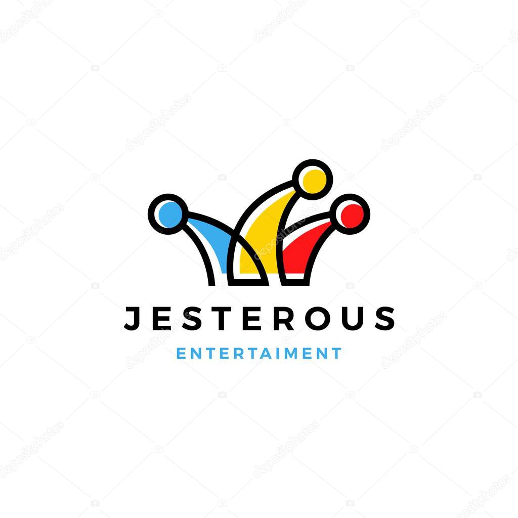 Jester hat logo vector icon line outline monoline