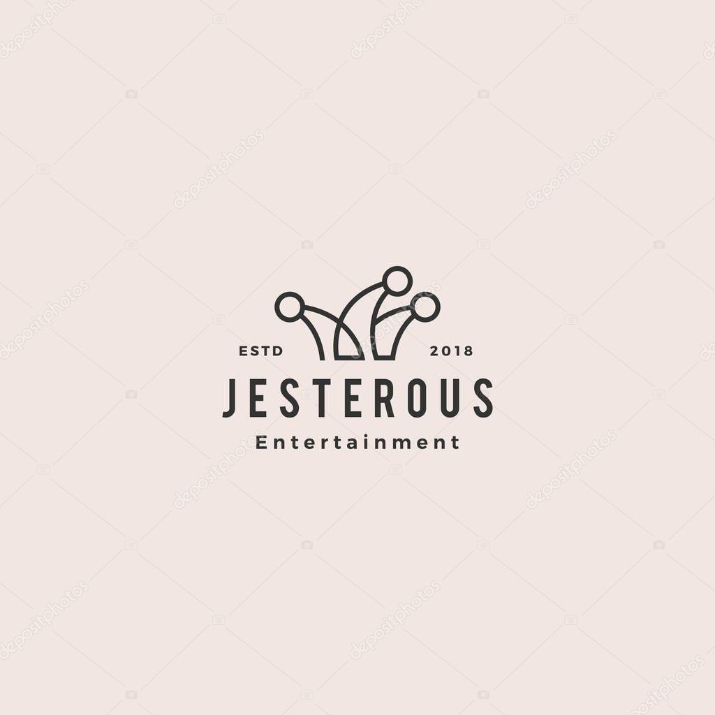 Jester hat logo vector hipster vintage retro icon line outline monoline