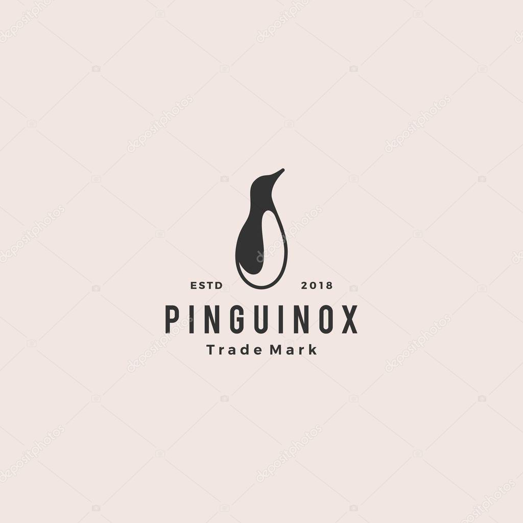 Penguin logo retro vintage hipster vector icon illustration
