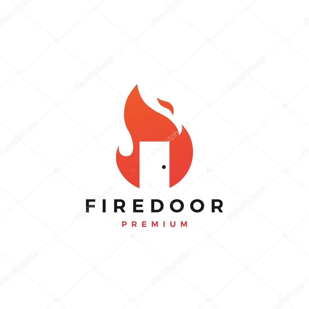Fire door logo flame vector icon design inspirations