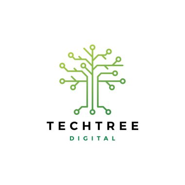 teknoloji ağaç elektrik devre dijital Logo vektör