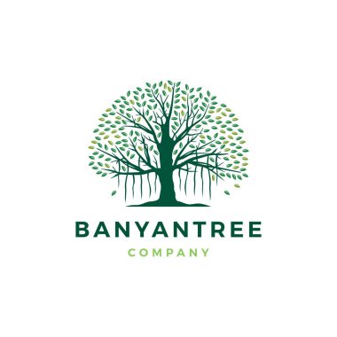 banyan tree logo vector icon illustration clipart