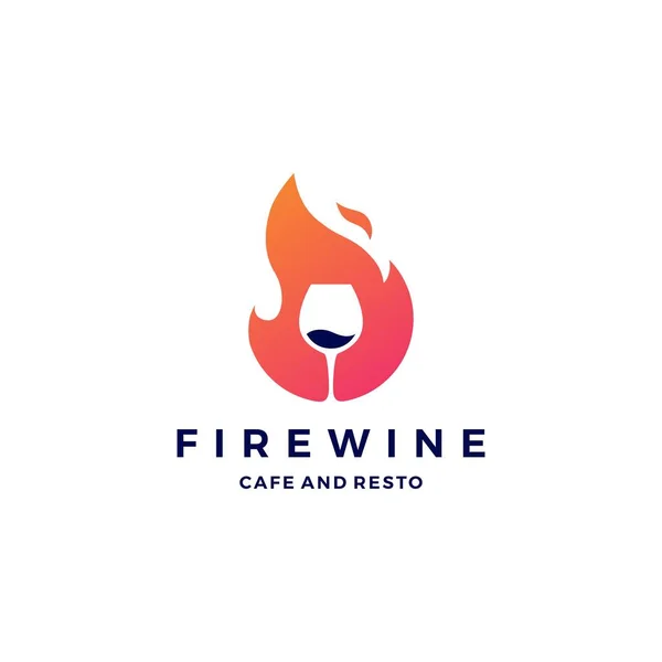Fuoco fiamma logo icona del vino — Vettoriale Stock