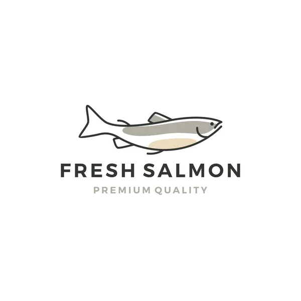 Salmón pescado logo marisco etiqueta insignia vector pegatina descargar — Vector de stock