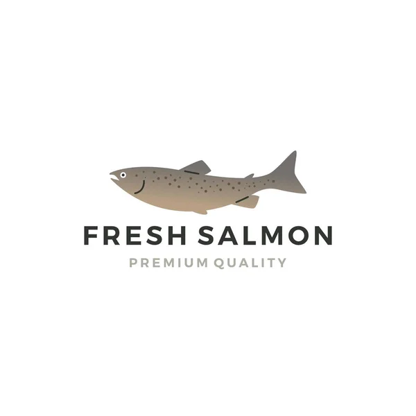 Salmón pescado logo marisco etiqueta insignia vector pegatina descargar — Vector de stock