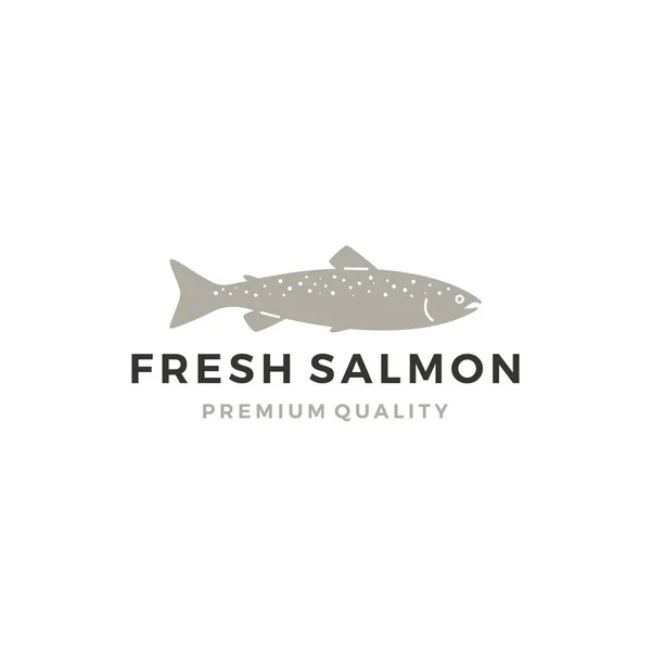 Salmón pescado logo marisco etiqueta insignia vector pegatina descargar — Vector de stock