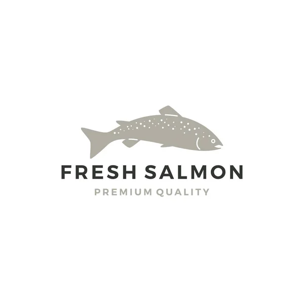 Salmón pescado logo marisco etiqueta insignia vector pegatina descargar — Vector de stock