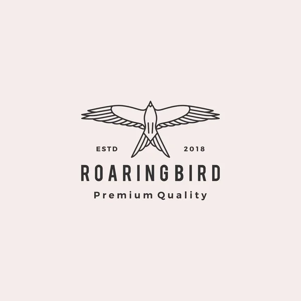 Roaring bird logo retro hipster vintage vector icon illustration — Stock Vector