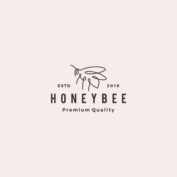 Honey bee logo vector line outline monoline icon illustration — Stock Vector