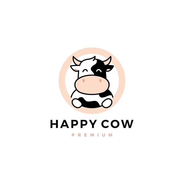 cow round circle logo vector icon illustration