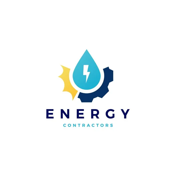 Νερό σταγόνα ηλεκτρικό εργαλείο ηλιακή ενέργεια λογότυπο διάνυσμα εικονίδιο — Διανυσματικό Αρχείο