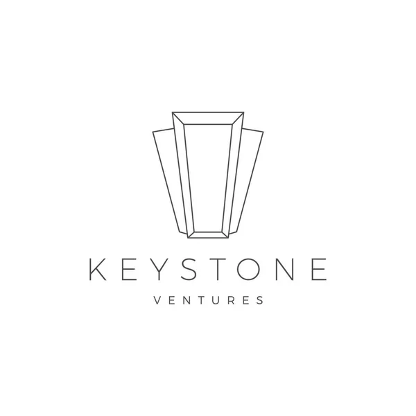 Keystone piedra clave logo vector icono ilustración línea esquema monolina — Vector de stock