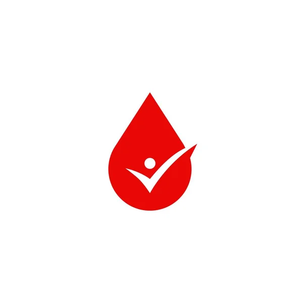 Darah saus drop manusia cek logo ikon tanda ilustrasi - Stok Vektor