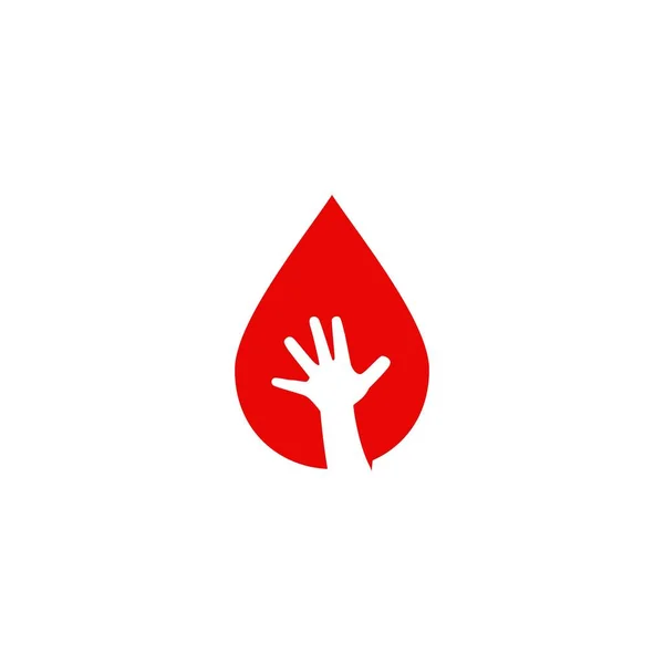 Gota de sangre niño mano logo vector icono — Vector de stock