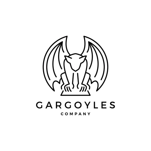 Gargoyles gargoyle logo vector outline illustration — Stock Vector