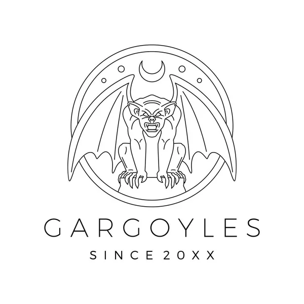 Gárgolas gárgola logo vector esquema ilustración — Vector de stock