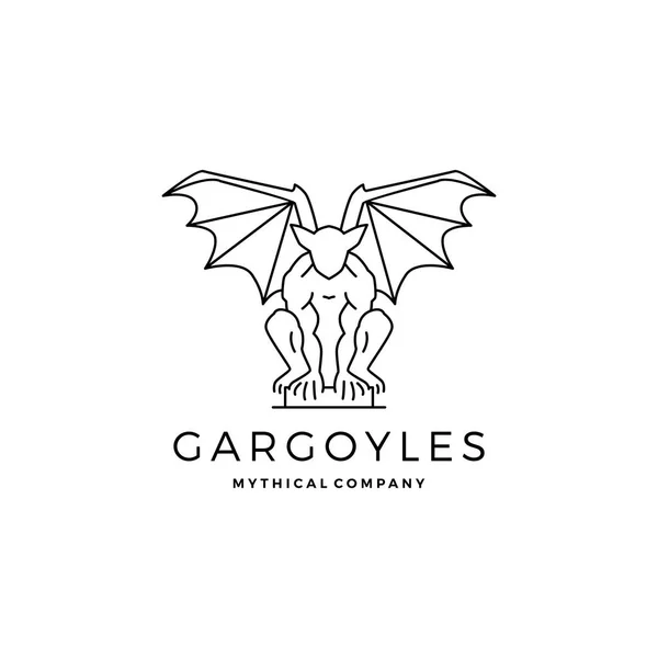 Gargoyles gargoyle logo vector outline illustration — Stock Vector