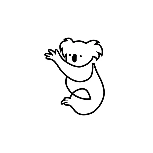 Illustration vectorielle de contour de ligne d'icône de logo koala — Image vectorielle