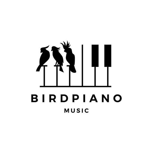 Bird competition piano music course event logo vector icon illustration — Stock Vector