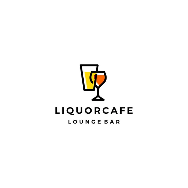 Likör Geschäft Café Bier Wein Logo Vektor Symbol Illustration — Stockvektor