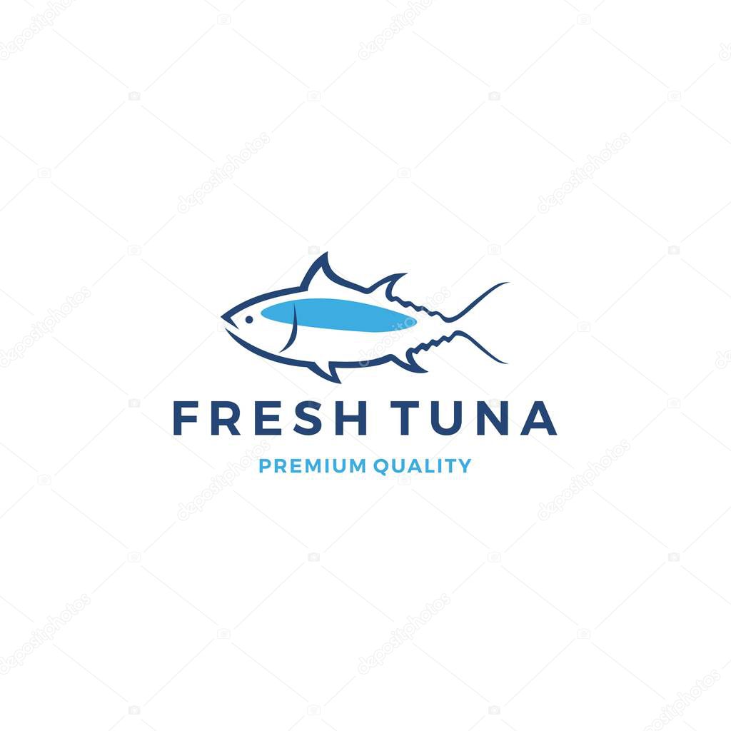 Tuna fish logo emblem label seafood vector icon