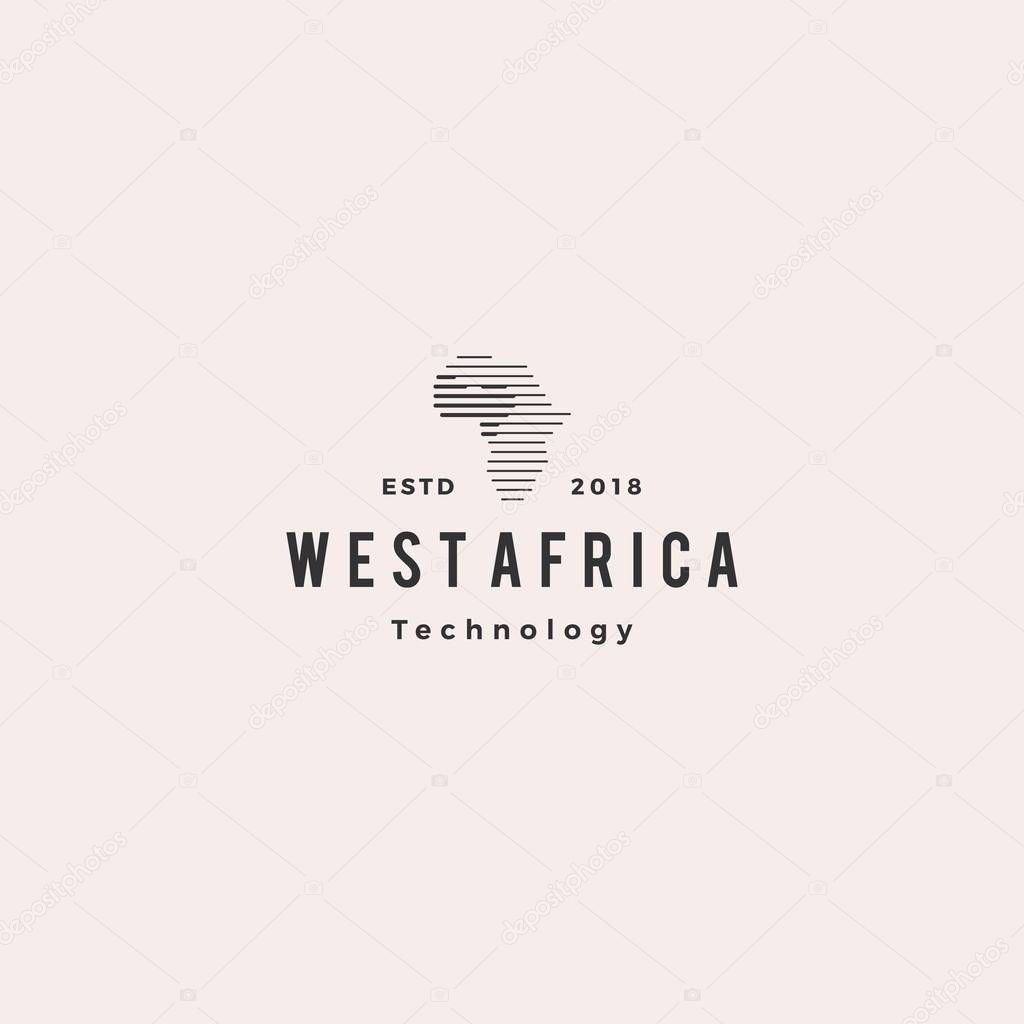West africa tech digital logo hipster vintage retro vector icon