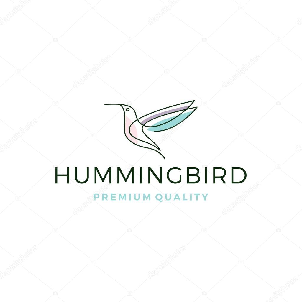 Hummingbird colibri bird logo line outline monoline vector icon illustration
