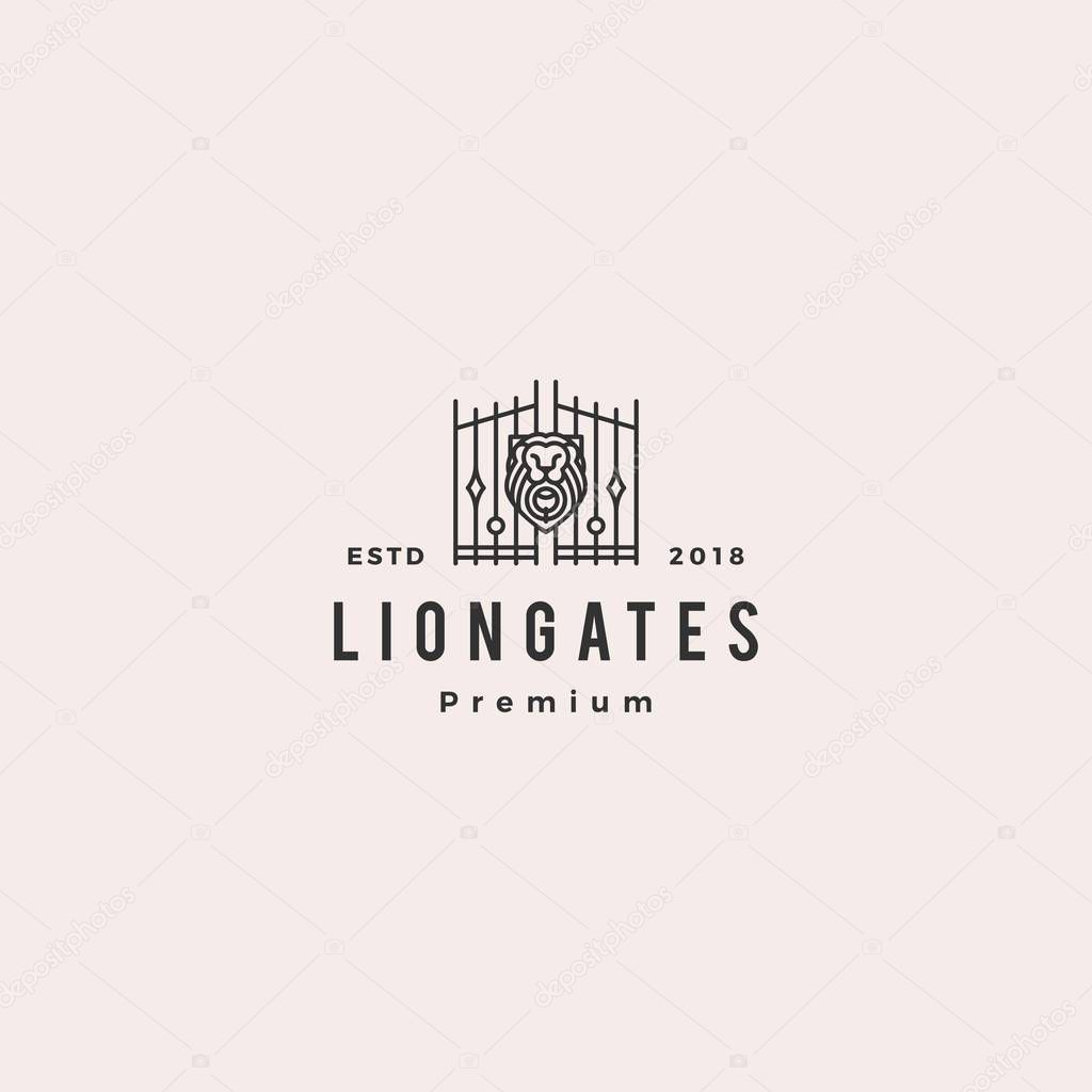 Lion gate liongates logo vector hipster retro vintage label illustration