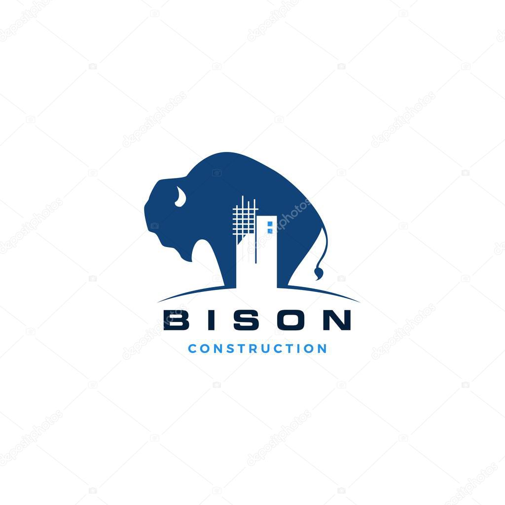 bison construction building logo vector icon illustration