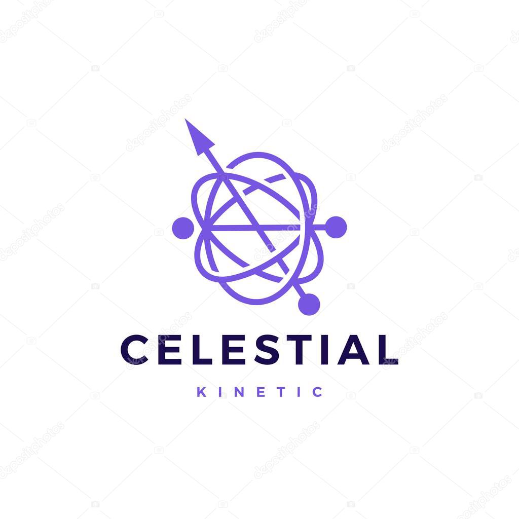 Celestial orbital kinetic pendulum logo vector icon illustration