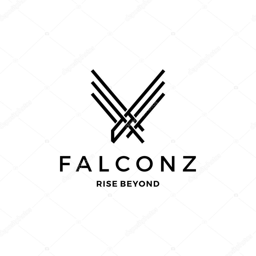 Falcon eagle logo vector icon line outline illustration