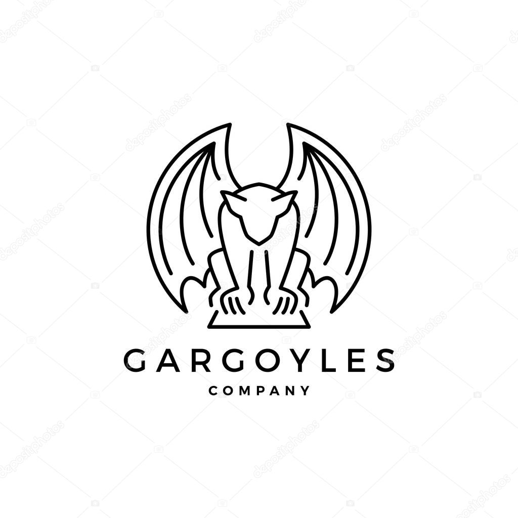 Gargoyles gargoyle logo vector outline illustration