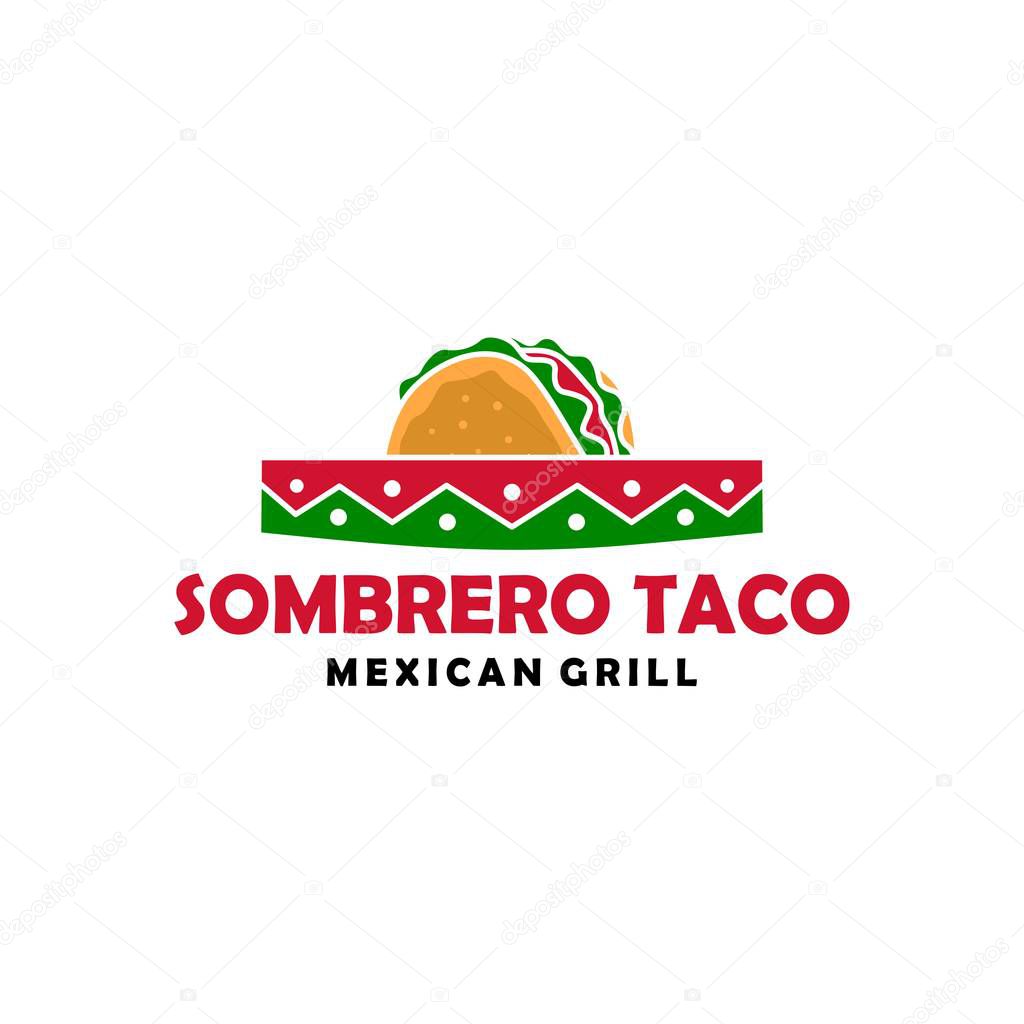 Sombrero hat taco logo vector icon illustration