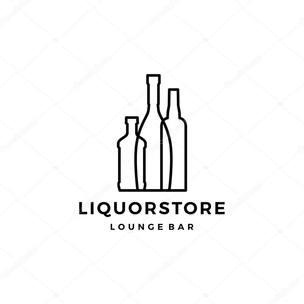 Liquor store shop cafe beer wine logo vector icon illustration