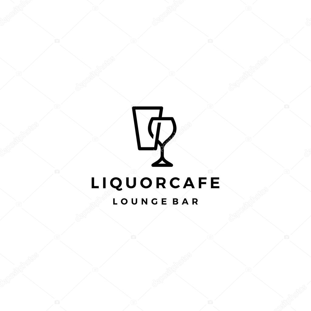 Liquor store shop cafe beer wine logo vector icon illustration