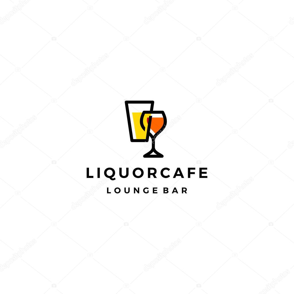 liquor store shop cafe beer wine logo vector icon illustration